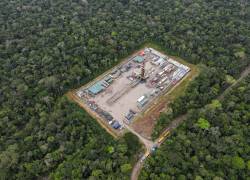 Foto aérea de la plataforma petrolera Ishpingo de Petroamazonas, en el Parque Nacional Yasuní.