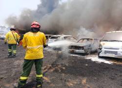 En el lugar, están trabajando 11 unidades de bomberos, una ambulancia y un camión cisterna.