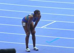 Ángela Tenorio luego de finalizar la prueba de 100 metros planos. (Foto: Comité Olímpico Ecuatoriano)