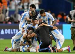 Jugadores de Argentina celebran el campeonato de la Copa América.