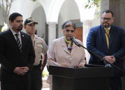 Pronunciamiento de la ministra del Interior, Mónica Palencia, sobre el juicio político en su contra, en el Palacio de Carondelet, el 3 de octubre.