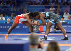 Génesis Reasco en el combate decisivo por la medalla de bronce ante Tatiana Rentería. (Foto: Comité Olímpico Ecuatoriano)