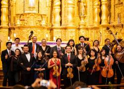 Fotografía de músicos que integran la Fundación Orquesta Ciudad de Quito.