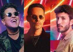 Arte fotográfico de los cantantes Carlos Vives, Marc Anthony y Sebastián Yatra, tres de los siete artistas que han confirmado su participación en Viña del Mar.