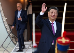 Xi arribó horas antes que Biden para inaugurar virtualmente el megapuerto de Chancay. FOTOS: AFP