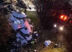 Vista aérea de los restos de un avión que se estrelló con 62 personas a bordo en Vinhedo, estado de Sao Paulo, Brasil, el 9 de agosto de 2024.