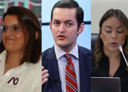 De izquierda a derecha, María José Pinto, Esteban Torres y Mischel Mancheno.