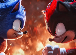 Escena de la película en la que Sonic, el famoso erizo azul, encara a su archirrival Shadow.