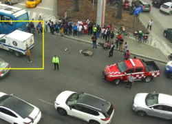 Fotografía aérea de la escena del accidente, luego del arribo de las unidades de tránsito.