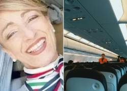 Combo de imágenes de Gabriella y el interior de un avión.