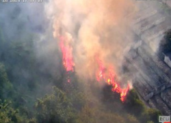 Fotografía aérea del incendio registrado en el Cerro del Carmen.