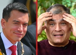 Fotografías de archivo del presidente de la República, Daniel Noboa, y el exmandatario Rafael Correa.