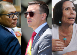 Combo de fotografías del exvicepresidente de Ecuador, Jorge Glas, el mandatario de ese país, Daniel Noboa, y la exministra María de los Ángeles Duarte.