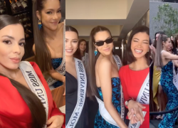 La reina de belleza ecuatoriana publicó fotos y videos conviviendo junto a sus compañeras, disfrutando y bailando.