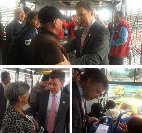 Presidente de Colombia viaja como un pasajero más en autobús público