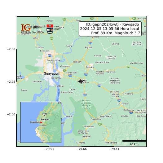 $!Sismo de magnitud 3.7 grados sacudió Guayaquil y otros cantones del Guayas, este jueves 5 de diciembre