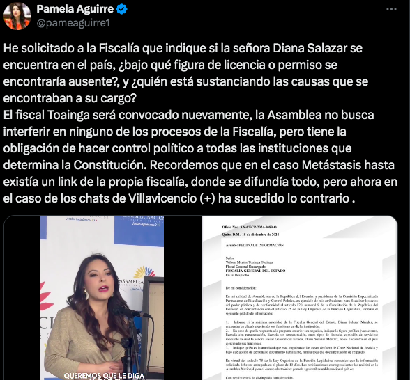 $!Pamela Aguirre envió oficio a la Fiscalía.