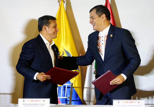 Correa y Humala se reúnen para fortalecer integración