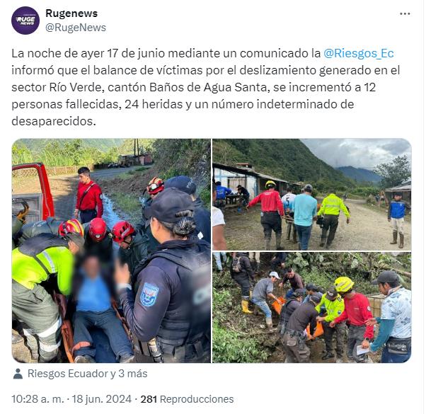 $!19 fallecidos por fuertes lluvias en Ecuador