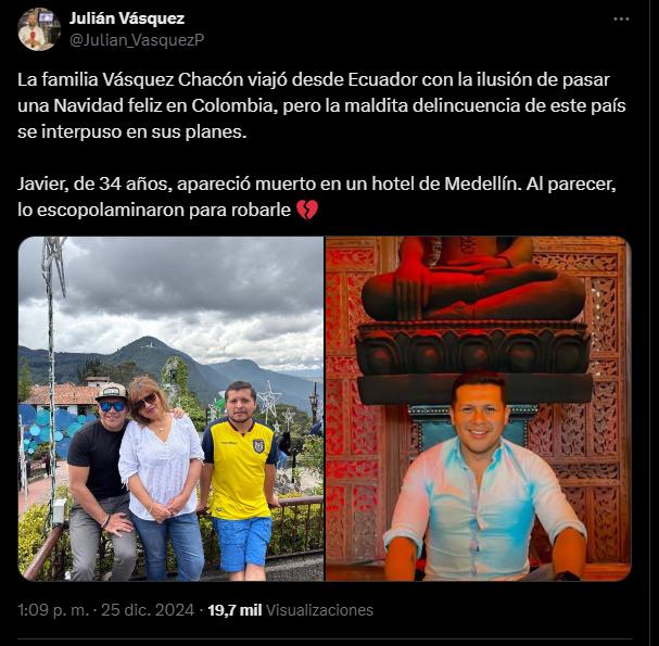 $!Fotografía de la familia de Alejandro Vázquez Chacón durante su viaje a Medellín.