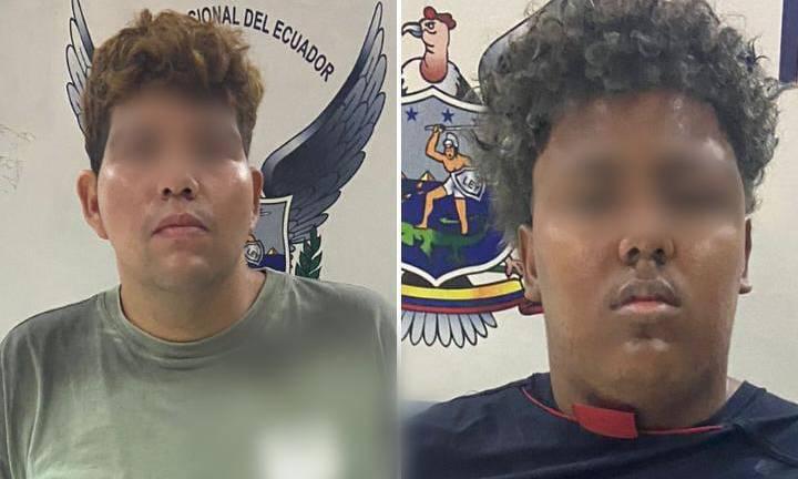 $!La Policía Nacional llevó a cabo un operativo en Durán, provincia del Guayas, que resultó en la captura de dos individuos identificados como alias “Bebote” y alias “Quemado”.