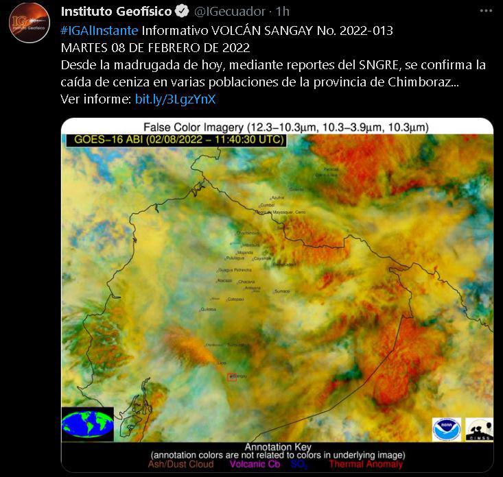 $!Cae ceniza volcánica en Chimborazo; advierten alta posibilidad en Bolívar, Los Ríos, Guayas y Manabí