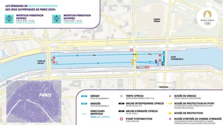 $!Circuito de la prueba de aguas abiertas de 10 km de París 2024 (Foto: Juegos Olímpicos 2024)