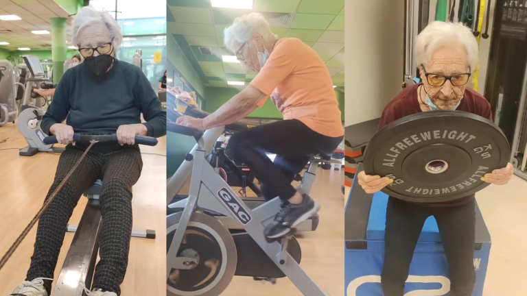 Mujer de 100 años se vuelve viral por sus rutinas en el gimnasio