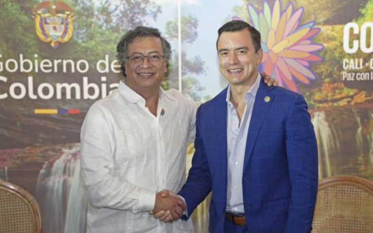 $!Los presidentes de Ecuador y Colombia, Daniel Noboa y Gustavo Petro, se comprometieron a promover la sostenibilidad ambiental, en una reunión que mantuvieron en diciembre del año pasado.