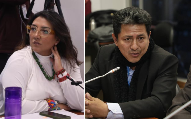 $!Fotografía de los legisladores del movimiento Revolución Ciudadana que propusieron el juicio político, Gissela Garzón y Héctor Valladarez.