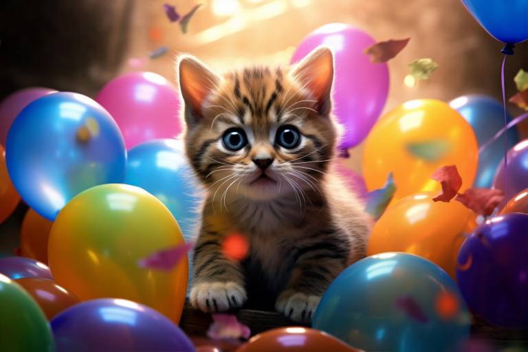 $!Gatos con globos.