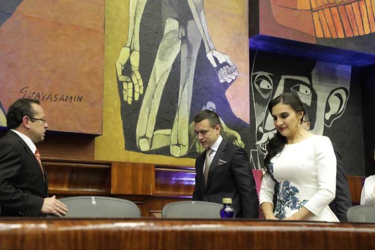 $!El presidente Daniel Noboa y la vicepresidenta Verónica Abad durante la posesión presidencial, el 23 de noviembre de 2023.