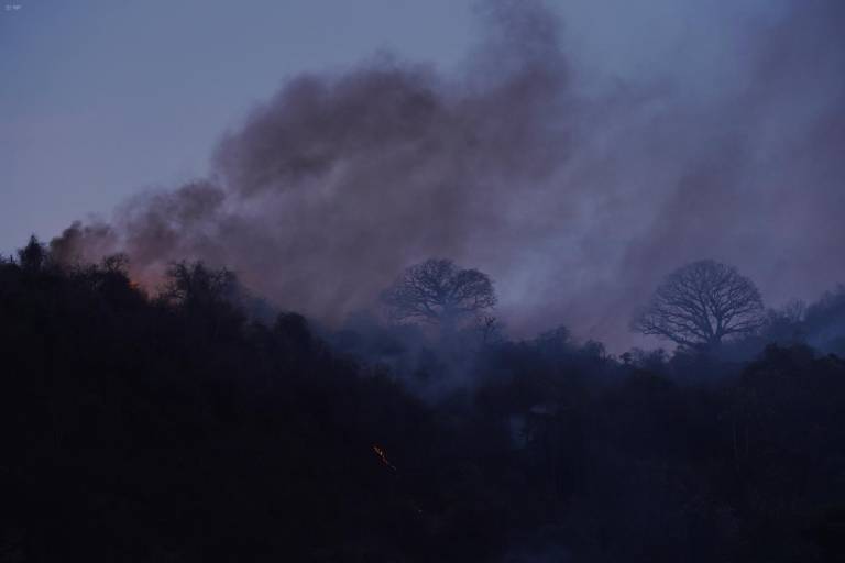 $!Fotografía de la humareda provocada por el incendio forestal.