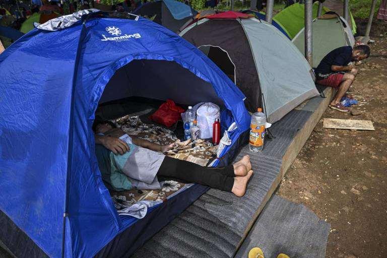 $!Campamento de migrantes en el Centro de Recepción de Atención a Migrantes en Lajas Blancas, en la provincia selvática de Darién, Panamá, el 28 de junio de 2024.
