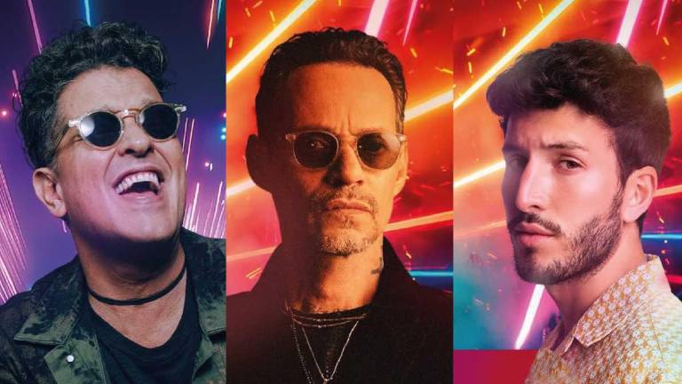 Arte fotográfico de los cantantes Carlos Vives, Marc Anthony y Sebastián Yatra, tres de los siete artistas que han confirmado su participación en Viña del Mar.