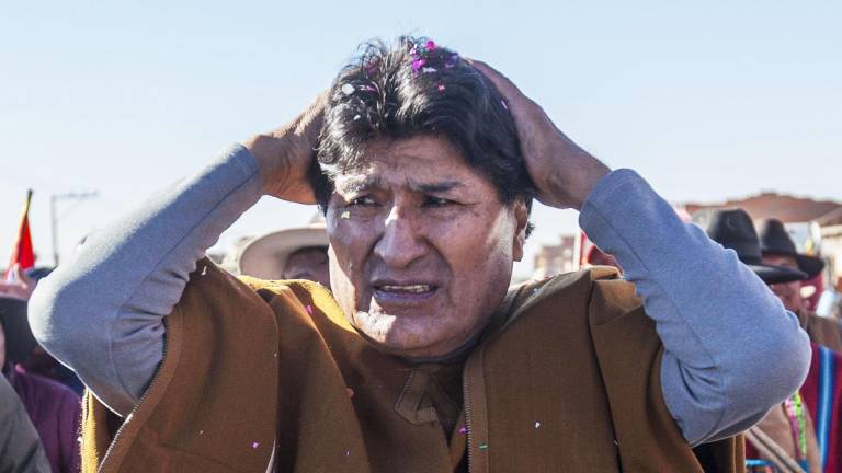 Fotografía de archivo del 20 de septiembre de 2024 del expresidente Evo Morales, participando en una marcha rumbo a la ciudad de La Paz, en Patacamaya.