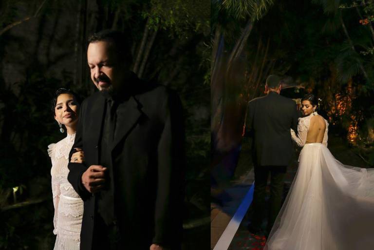 $!Pepe Aguilar llevando a su hija ángela Aguilar hacia el altar.