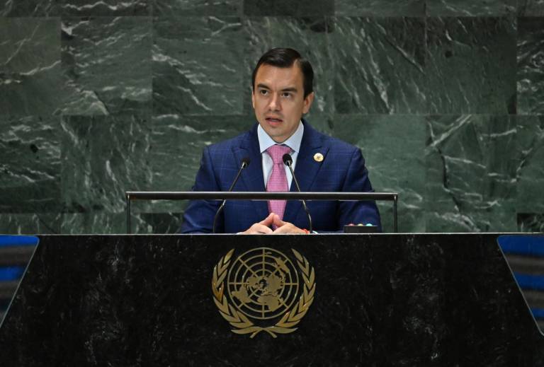 $!El presidente de Ecuador, Daniel Noboa Azín, habla durante la Cumbre del Futuro al margen de la Asamblea General de la ONU.