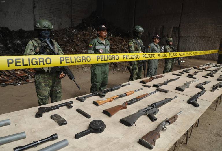 $!En las instalaciones de Andec al sur de Guayaquil, a finales de mayo, se realizó la destrucción de armas, municiones y accesorios decomisadas.