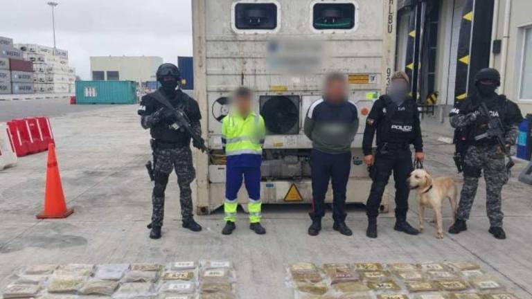 Dos personas fueron aprehendidas con 60 paquetes de droga ocultos en un contenedor en Guayaquil