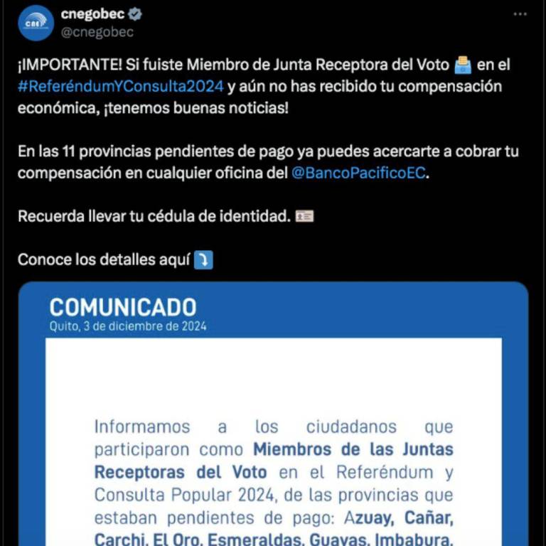 $!Comunicado del CNE.