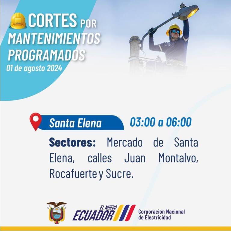 $!Cortes de luz para este 1 de agosto en seis provincias por trabajos de mantenimiento