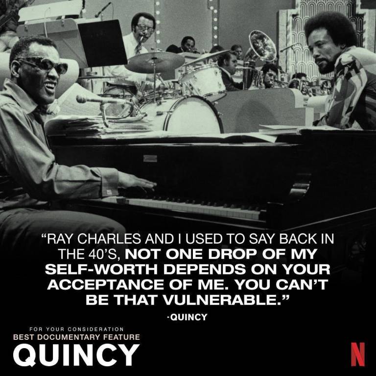 $!Imagen de un poster que promociona el documental de Quincy Jones. En la gráfica aparece junto a Ray Charles.