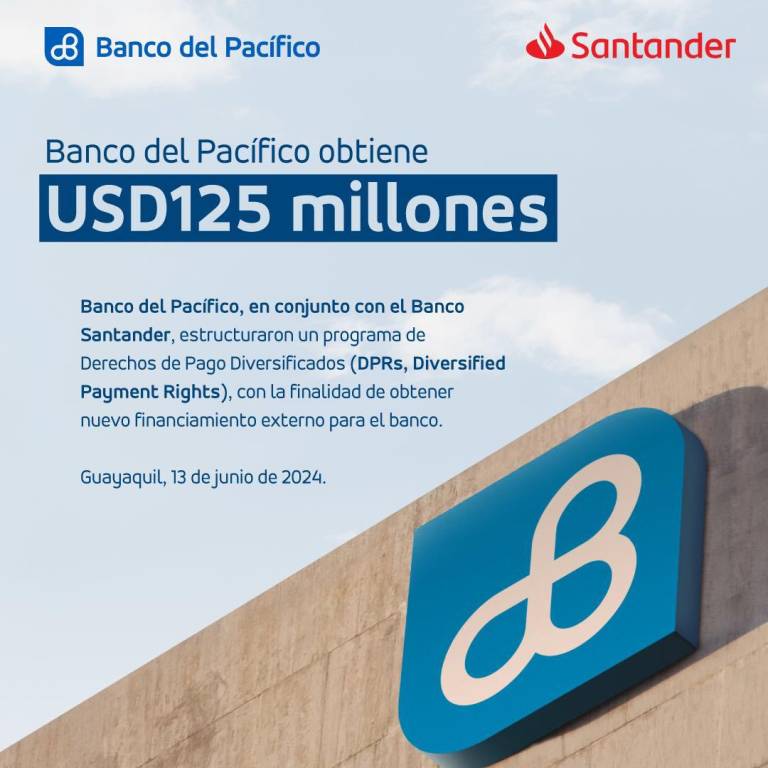 $!Banco del Pacífico asegura financiamiento de USD 125 millones para ampliar su base de fondos