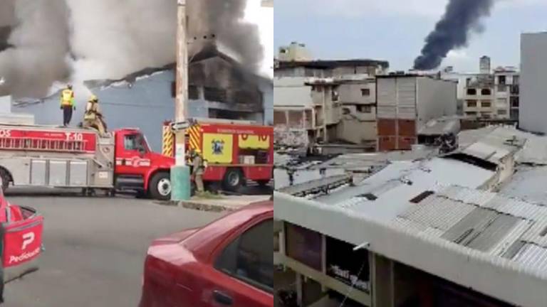 Dantesco incendio en bodega del sur de Guayaquil: bomberos tratan de controlar las llamas