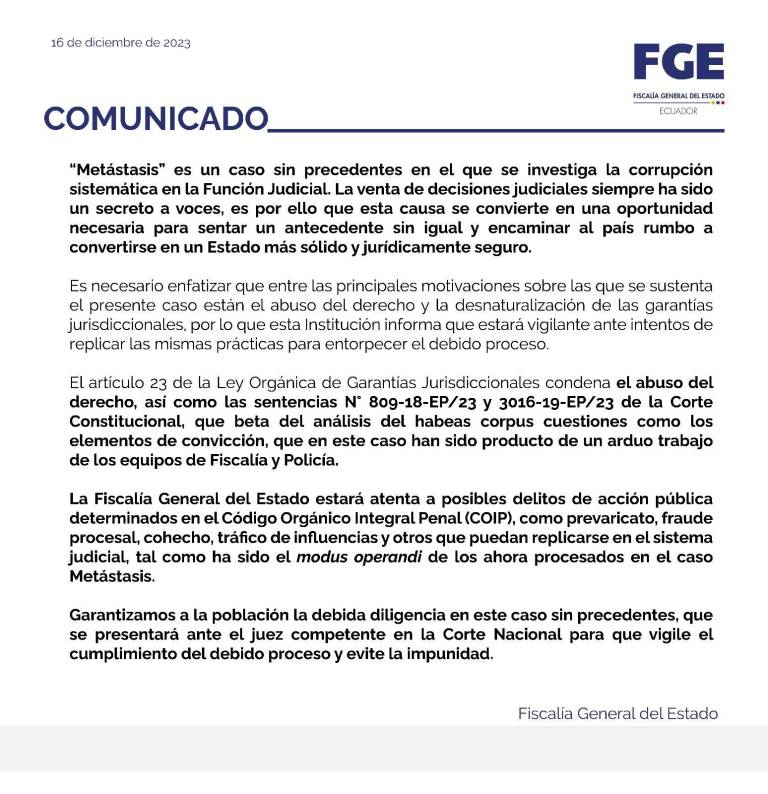 $!Comunicado de la Fiscalía General del Estado.