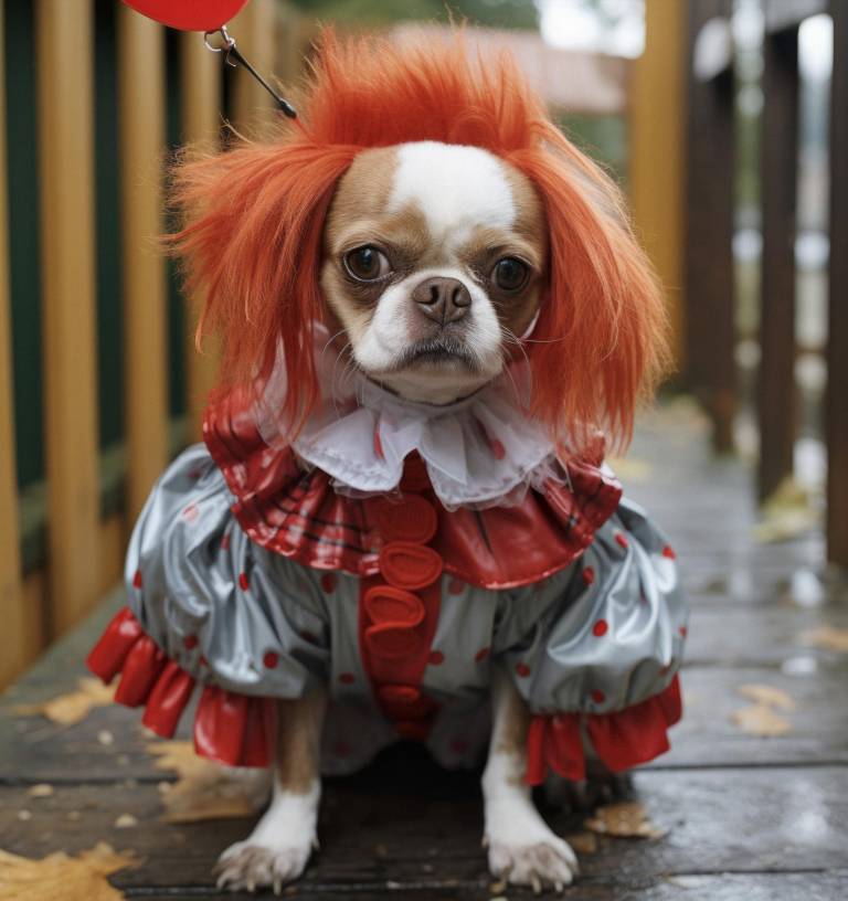 $!Un perro disfrazdo del payaso.