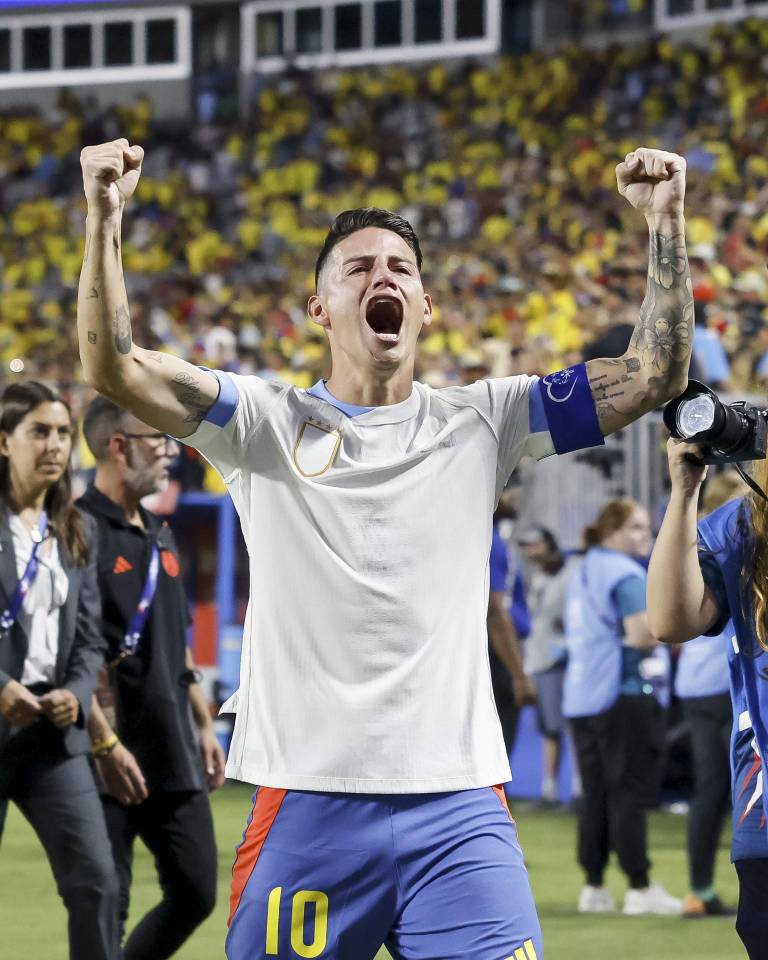 $!Charlotte (United States), 11/07/2024.- James Rodriguez celebra el pase a la final después del partido contra Uruguay.