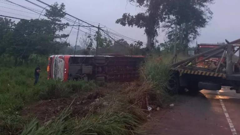 Fatal accidente en Manabí: bus de la cooperativa Reina del Camino perdió pista y terminó volcándose