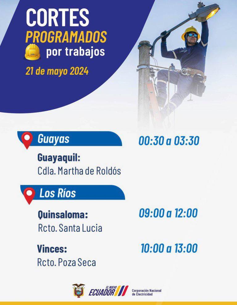 $!Cortes de luz en ocho provincias este martes 21 de mayo: estos son los horarios